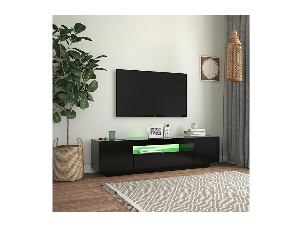 Crescent City  Meuble TV avec lumières LED noir 160x35x40 cm