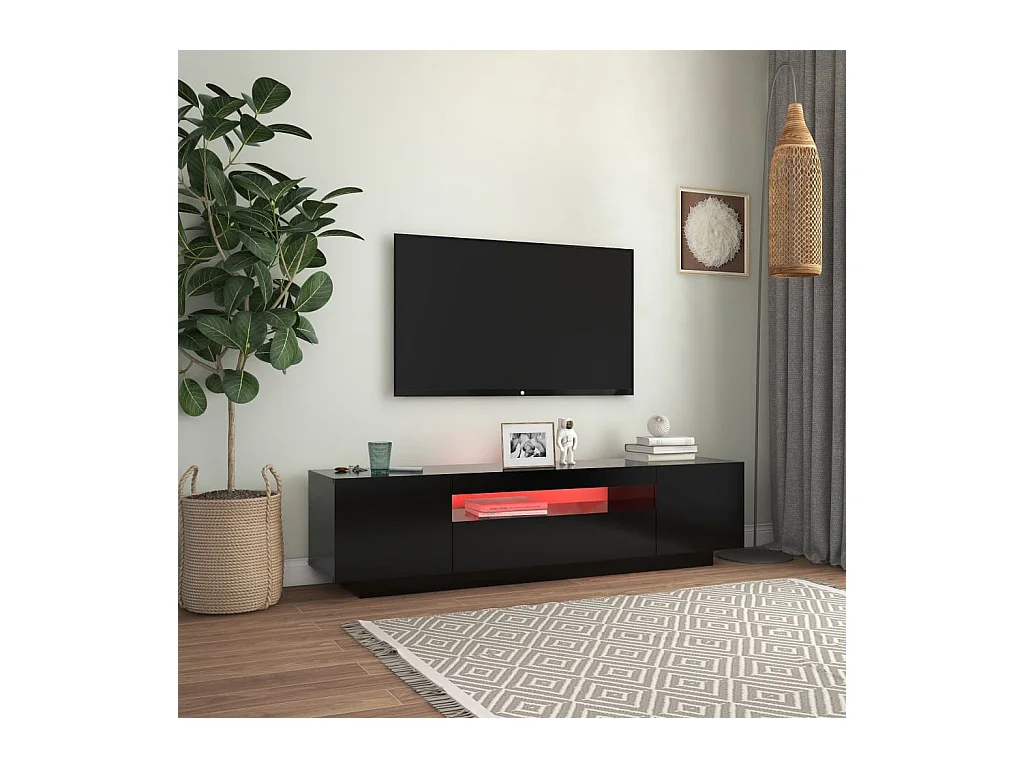 Crescent City  Meuble TV avec lumières LED noir 160x35x40 cm