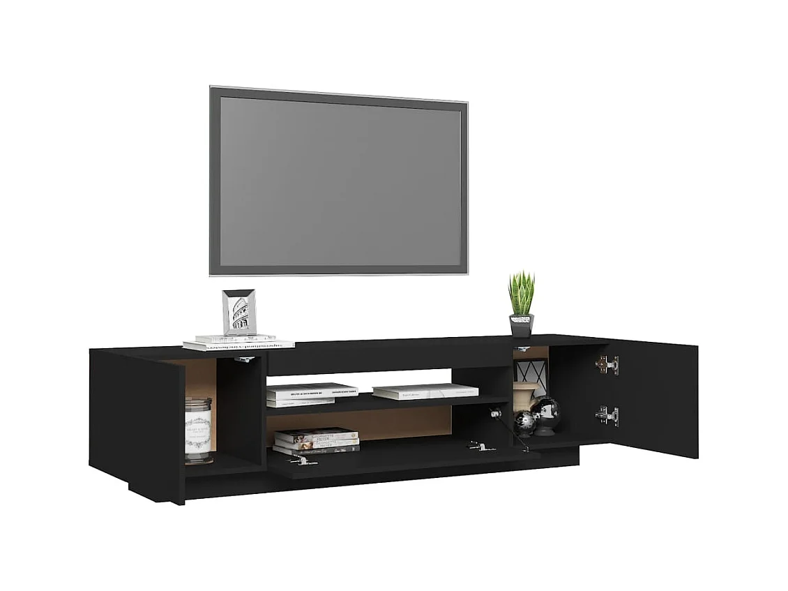 Crescent City  Meuble TV avec lumières LED noir 160x35x40 cm