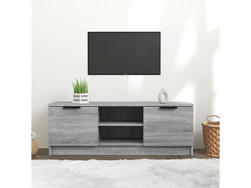 Kaelyn  Mueble de TV madera contrachapada gris Sonoma 102x35x36,5 cm