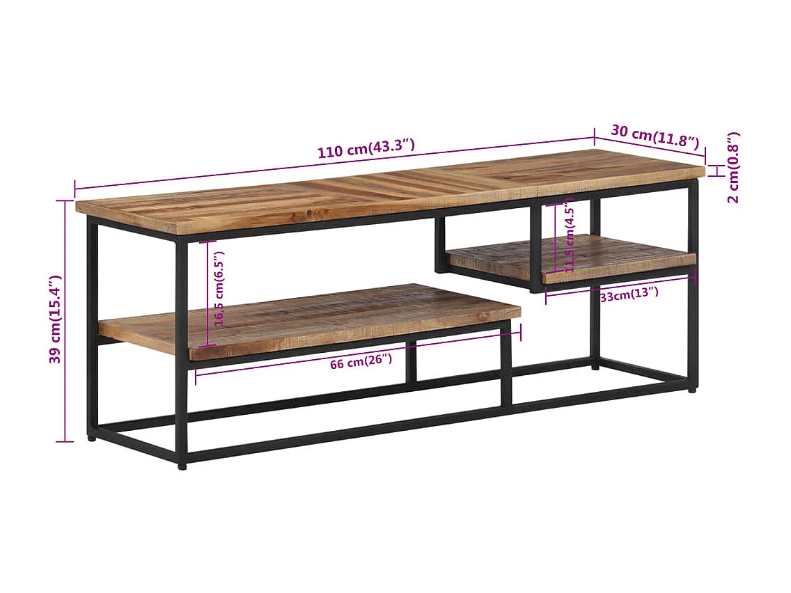 Garden Furniture -  Meuble TV 110x30x39 cm teck massif récupéré