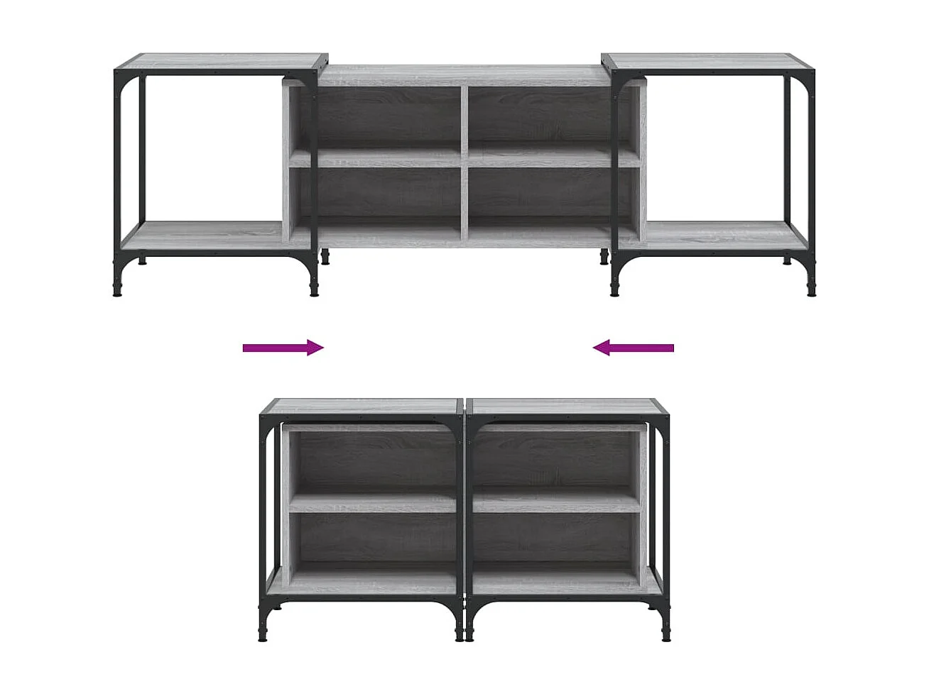 Celorna  Meuble TV sonoma gris 153x37x50 cm bois d'ingénierie