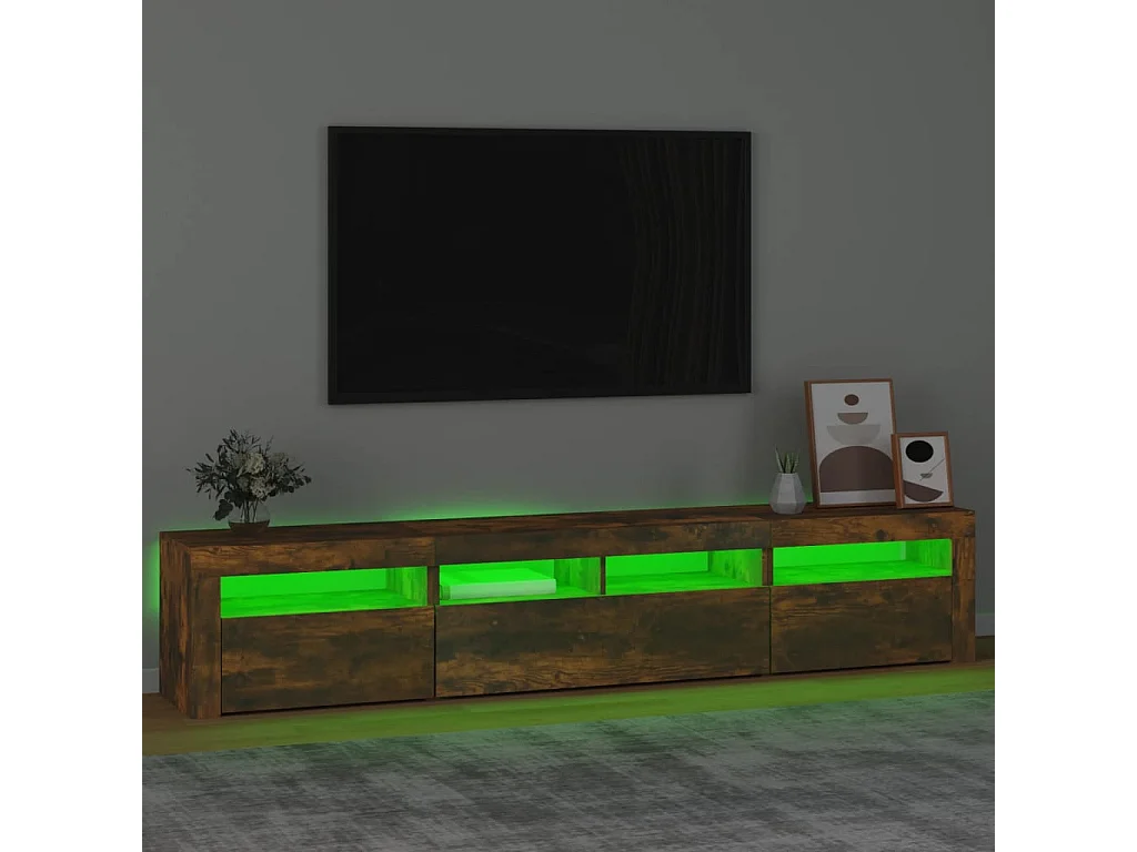 Vleteren  Tv-meubel met LED-verlichting 210x35x40 cm gerookt eikenkleurig