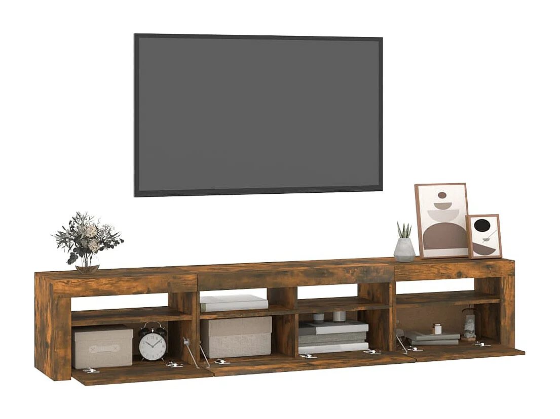 Vleteren  Tv-meubel met LED-verlichting 210x35x40 cm gerookt eikenkleurig