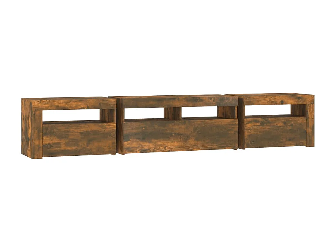 Vleteren  Tv-meubel met LED-verlichting 210x35x40 cm gerookt eikenkleurig