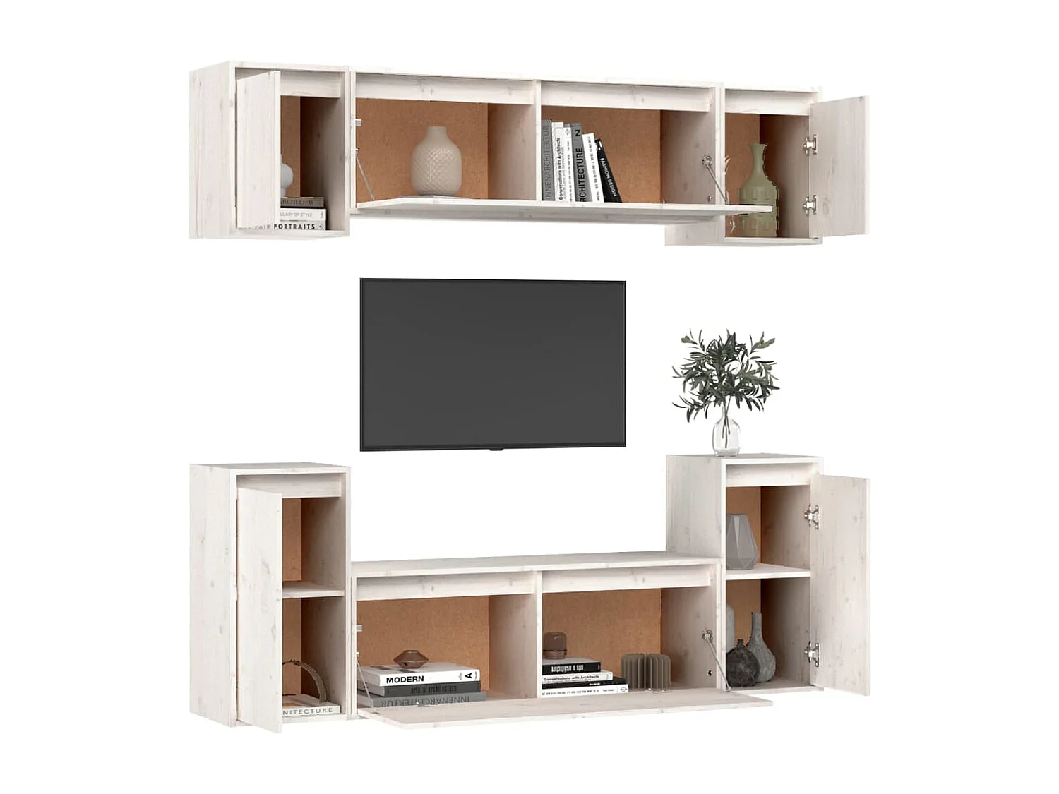 Castellanza  Tv-meubelen 6 st massief grenenhout wit