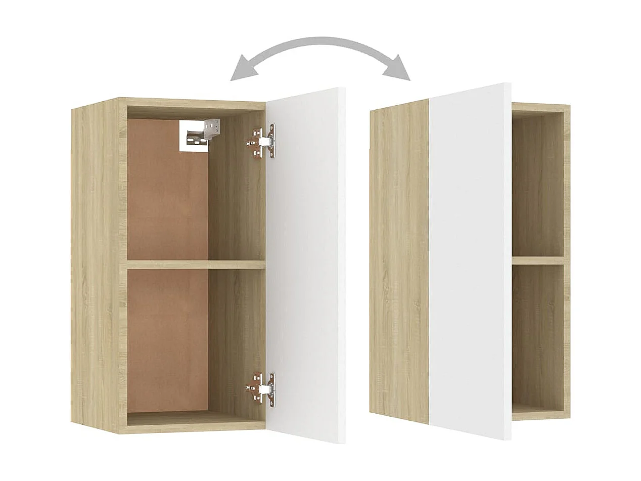 Hoeselt  Meuble TV Blanc et chêne sonoma 30,5x30x60 cm Bois d’ingénierie