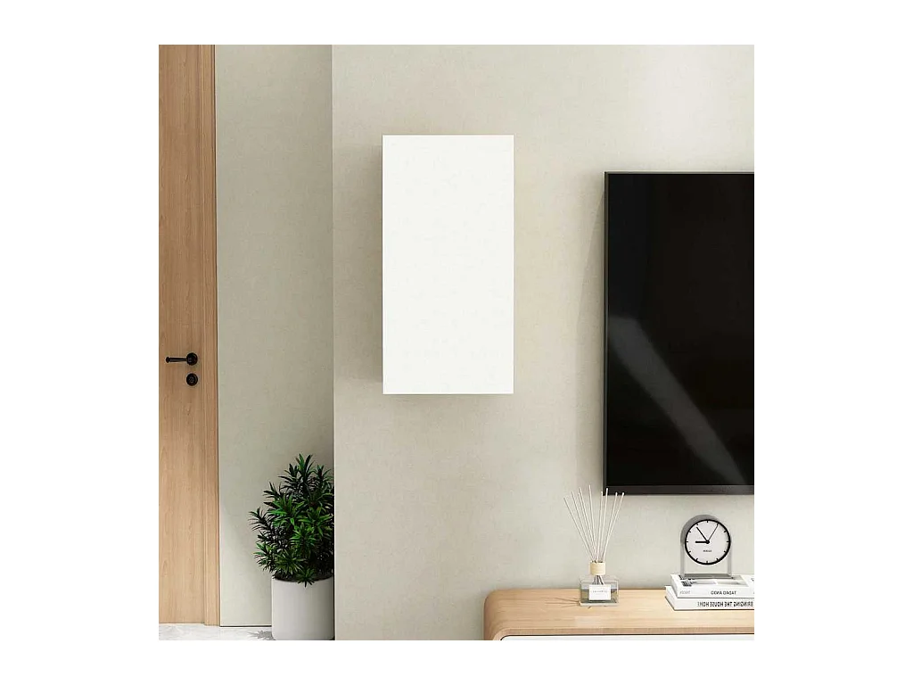 Hoeselt  Meuble TV Blanc et chêne sonoma 30,5x30x60 cm Bois d’ingénierie