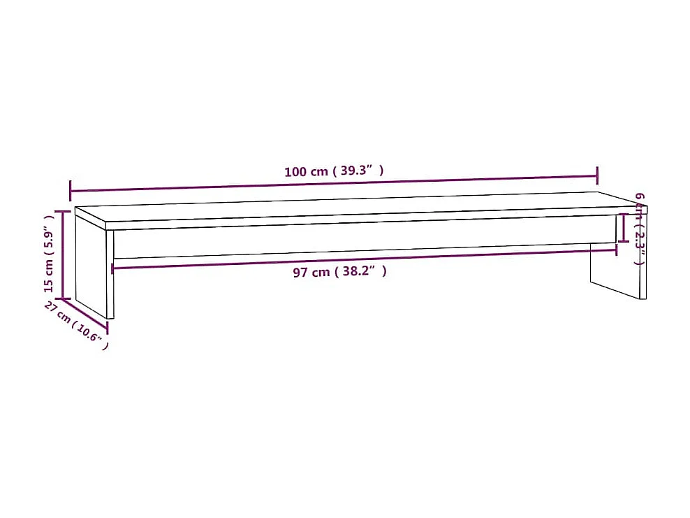 Prolenta Premium -  Monitorstandaard 100x27x15 cm massief grenenhout