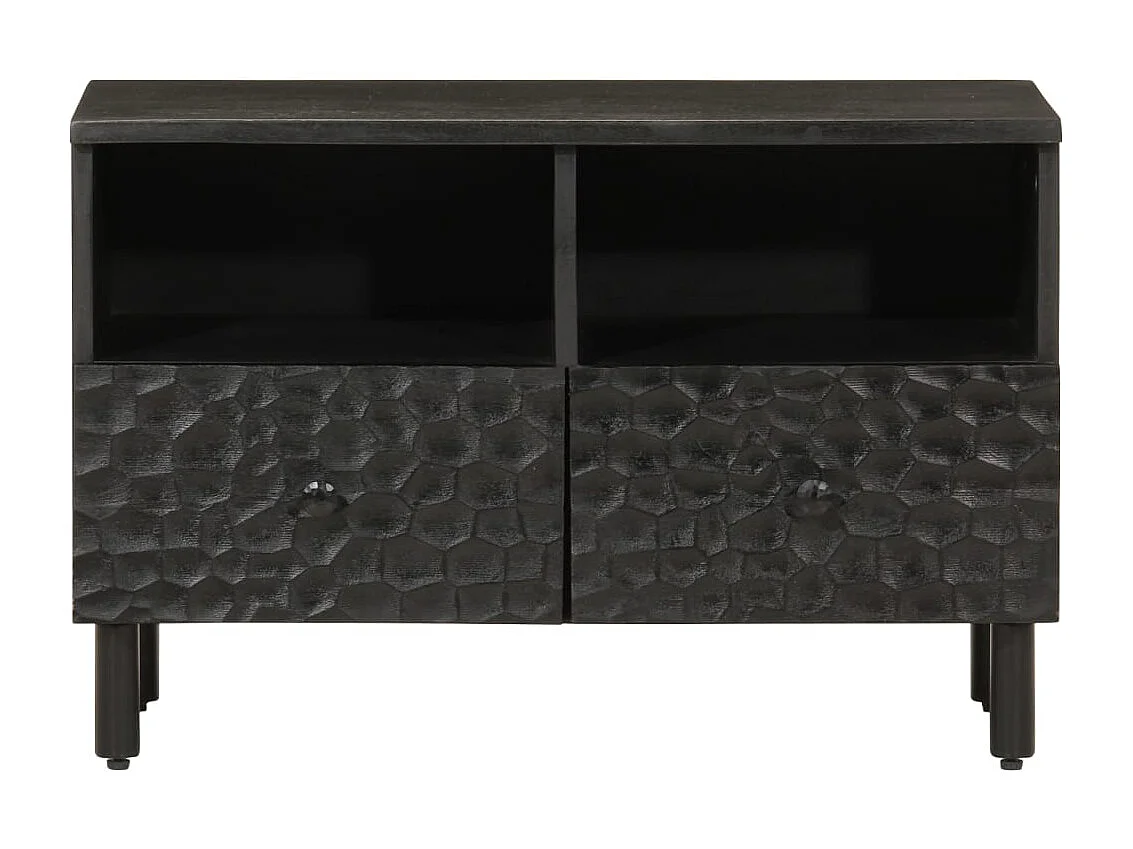 Gudven  Meuble TV noir 70x33x46 cm bois massif de manguier