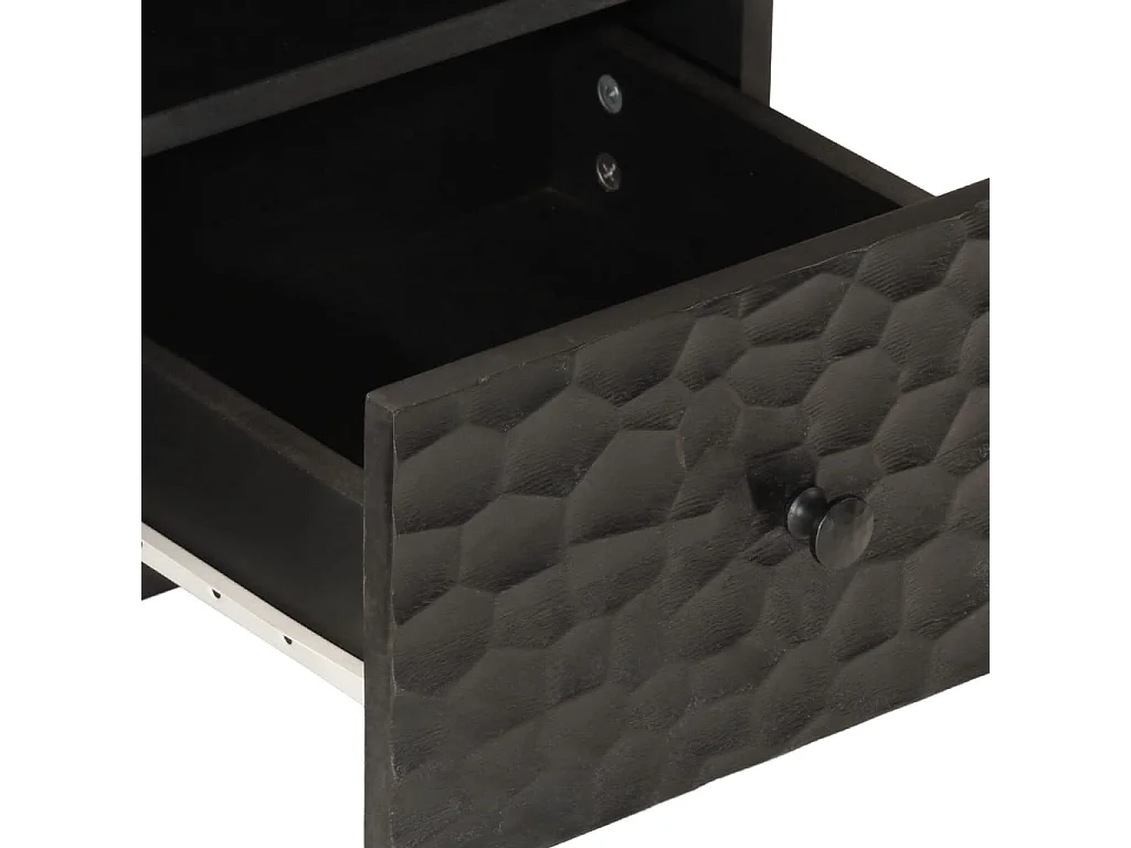 Gudven  Meuble TV noir 70x33x46 cm bois massif de manguier