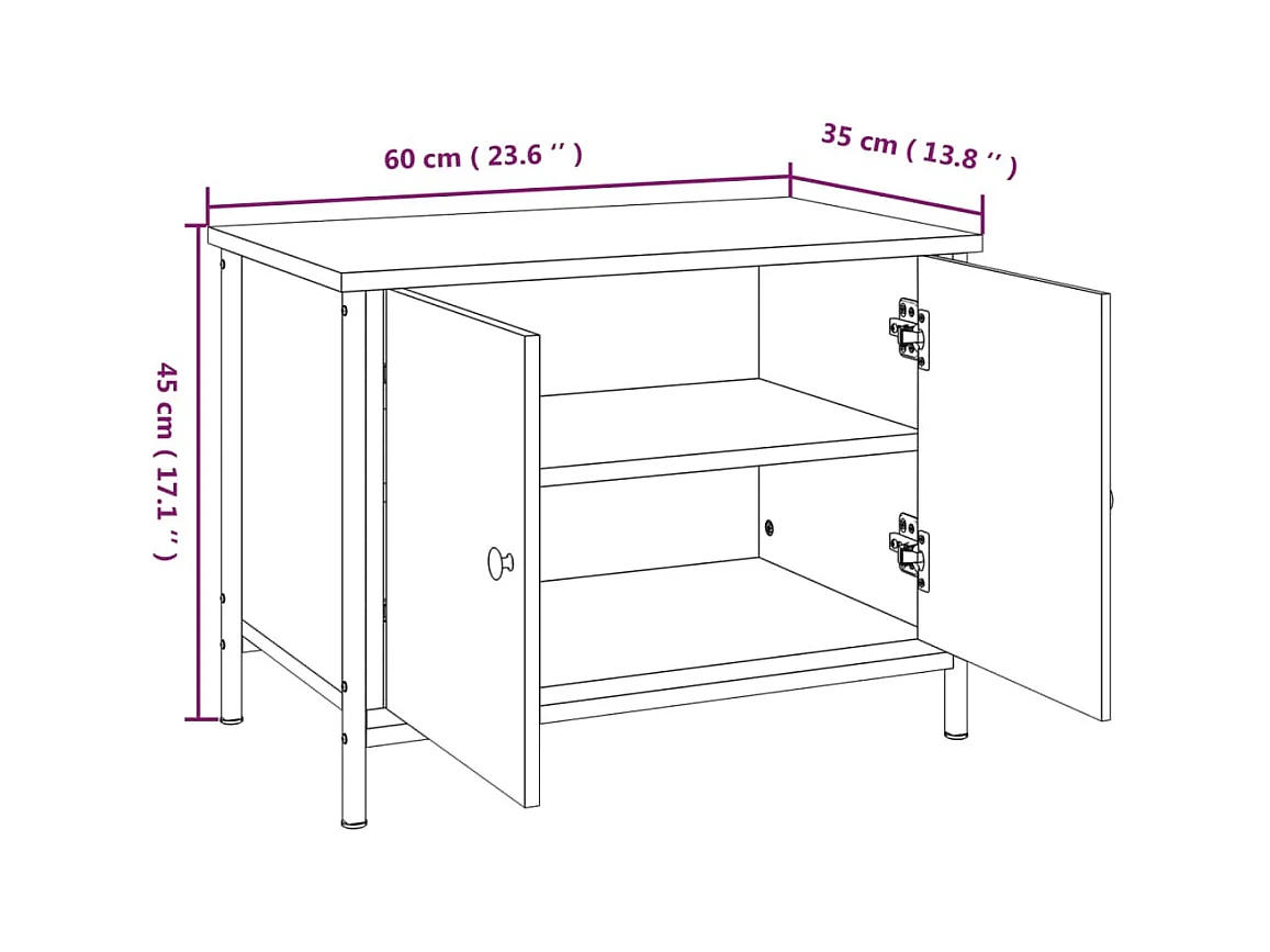 Ballyknockan  Mueble de TV con puertas madera contrachapada 60x35x45 cm
