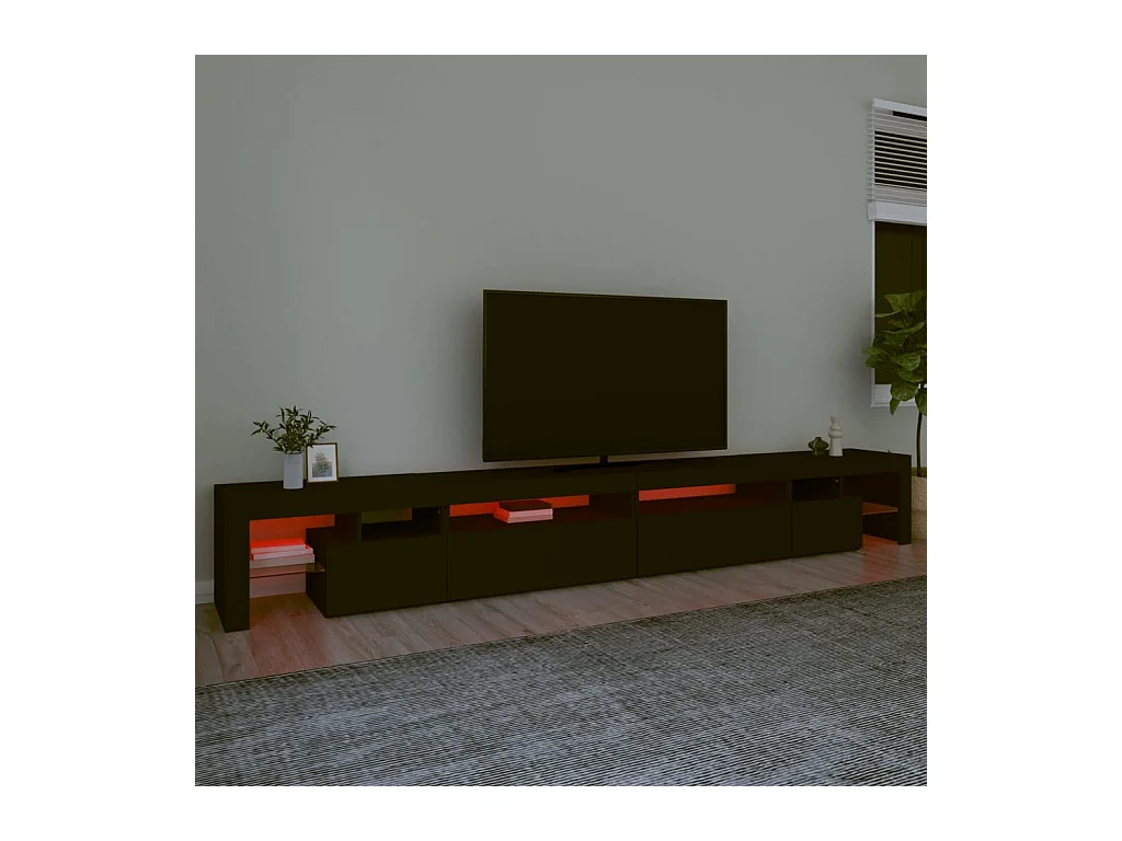 Tahlequah  Meuble TV avec lumières LED Noir 290x36,5x40 cm