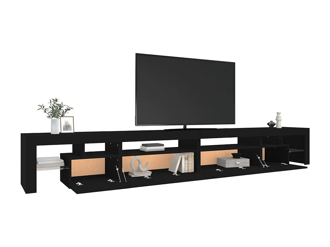 Tahlequah  Meuble TV avec lumières LED Noir 290x36,5x40 cm