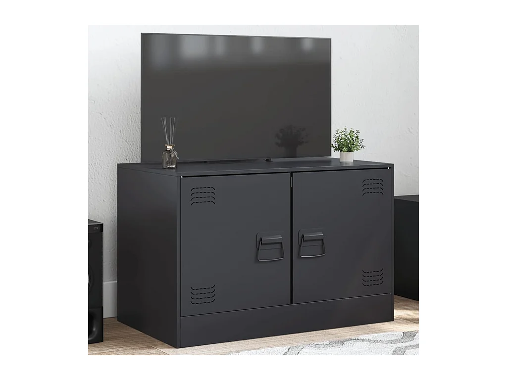 Castlerea  Meuble TV noir 67x39x44 cm acier