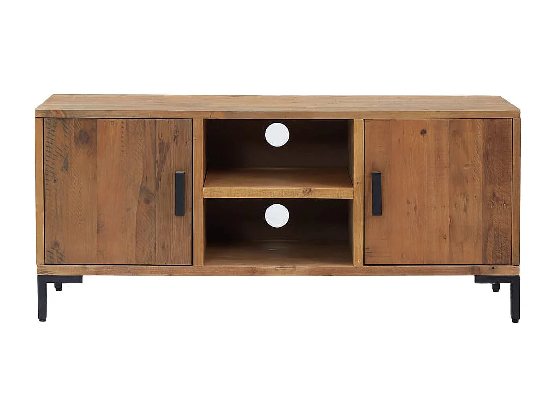Renata Luz  Mueble para TV madera maciza de pino marrón 110x35x48 cm