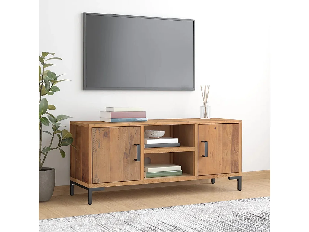 Renata Luz  Mueble para TV madera maciza de pino marrón 110x35x48 cm