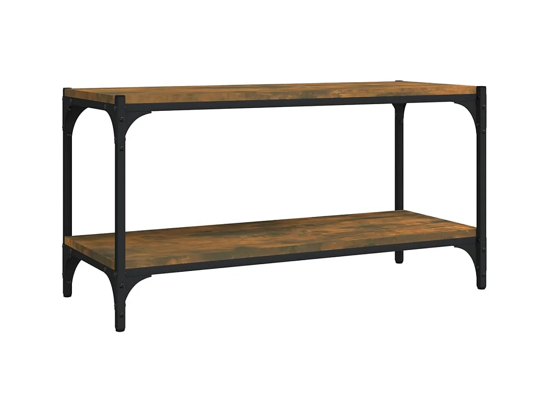 Foster City  Meuble TV Chêne fumé 80x33x41 cm Bois d'ingénierie et acier