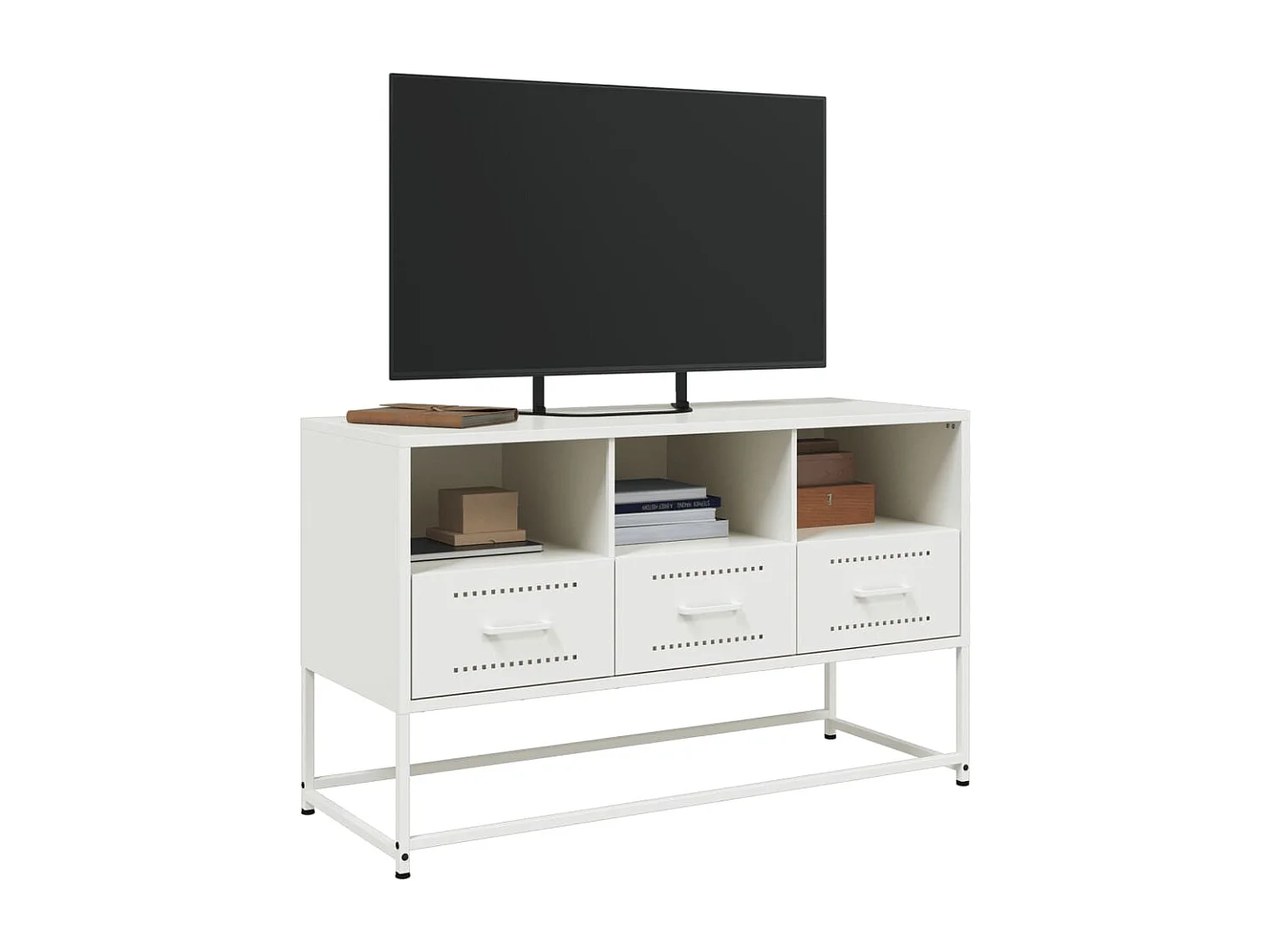 Lysri  Meuble TV blanc 100,5x39x60,5 cm acier