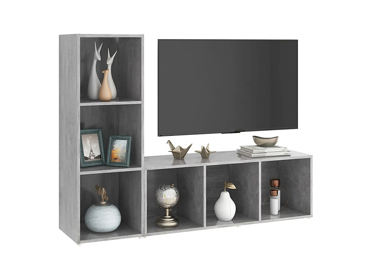 Garden Furniture -  Meubles TV 2 pcs Gris béton 107x35x37 cm Bois d'ingénierie