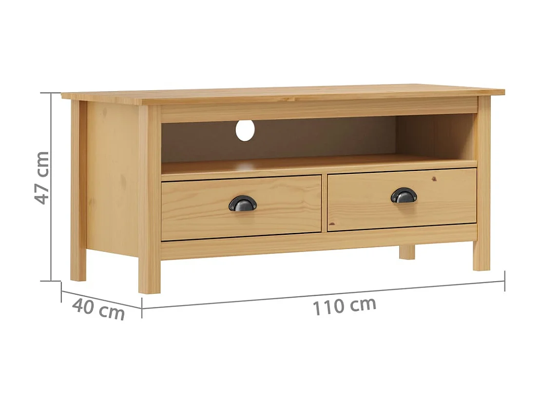 Heidi  Meuble TV ll Range Marron miel 110x40x47cm Bois de pin solide