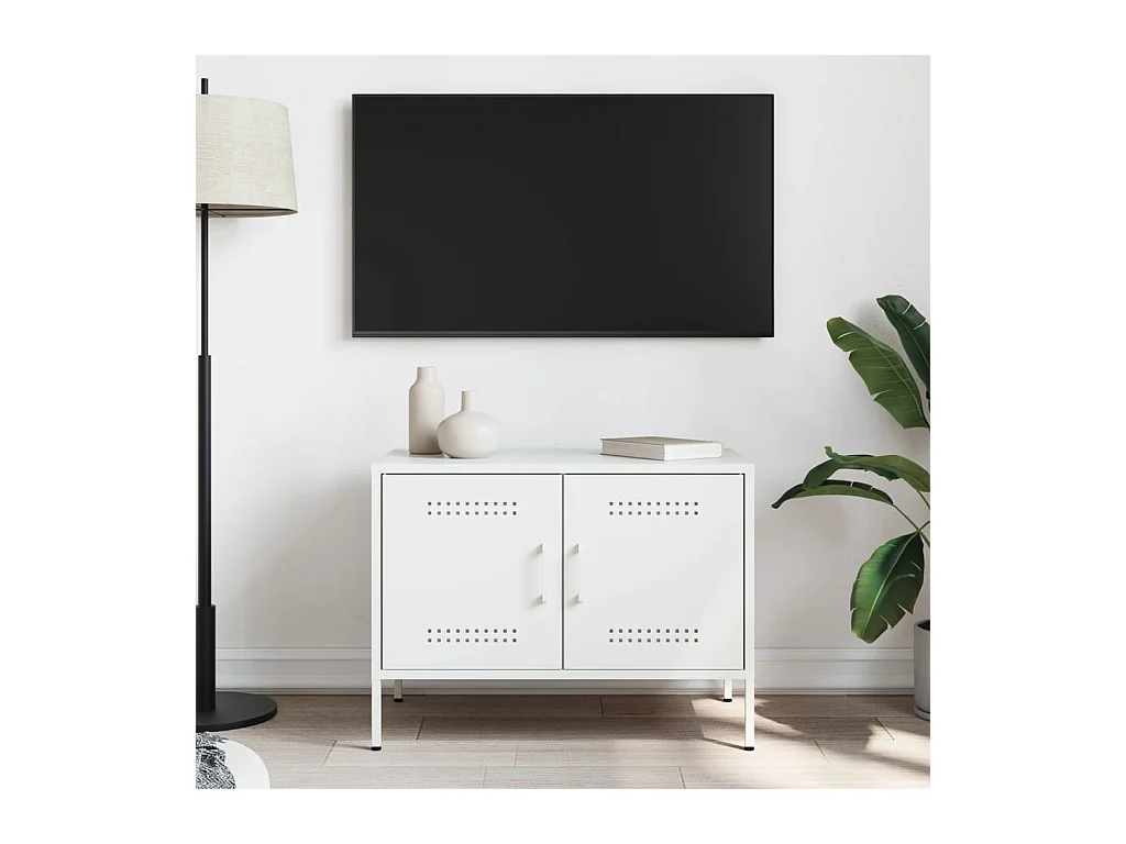 Raena  Meuble TV blanc 68x39x50,5 cm acier
