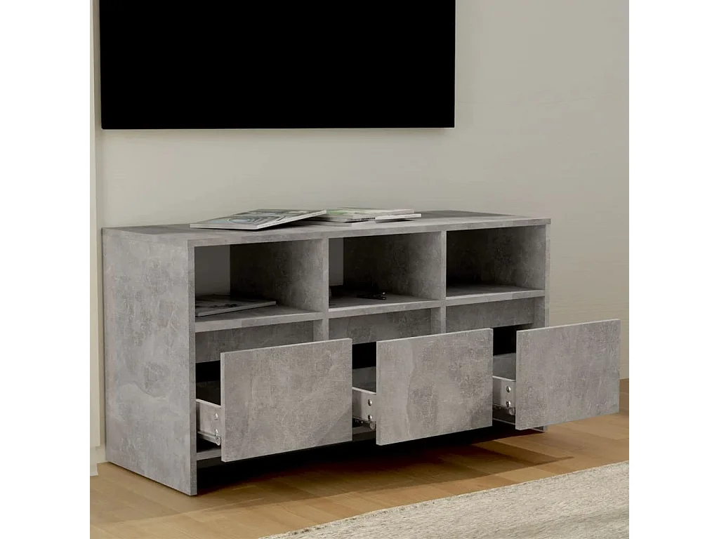 Skorva  Meuble TV Gris béton 102x37,5x52,5 cm Bois d'ingénierie
