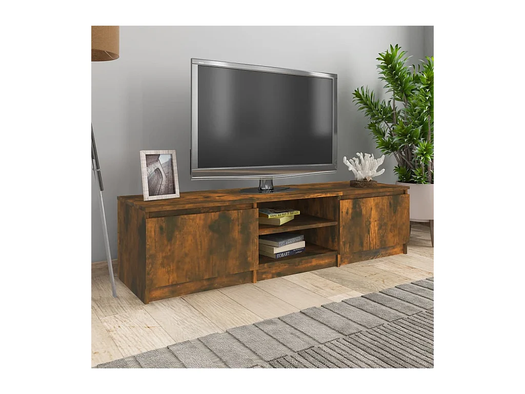Kingman  Tv-meubel 140x40x35,5 cm bewerkt hout gerookt eikenkleurig