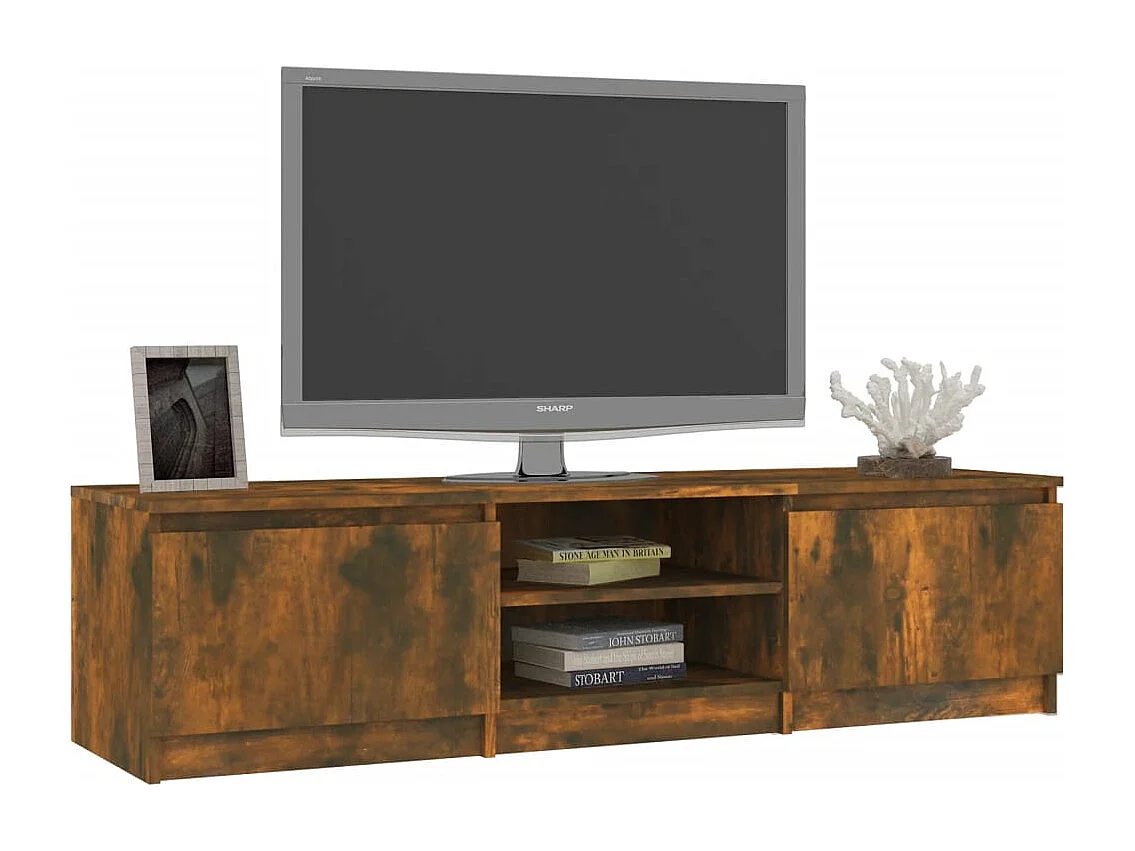 Kingman  Meuble TV Chêne fumé 140x40x35,5 cm Bois d'ingénierie