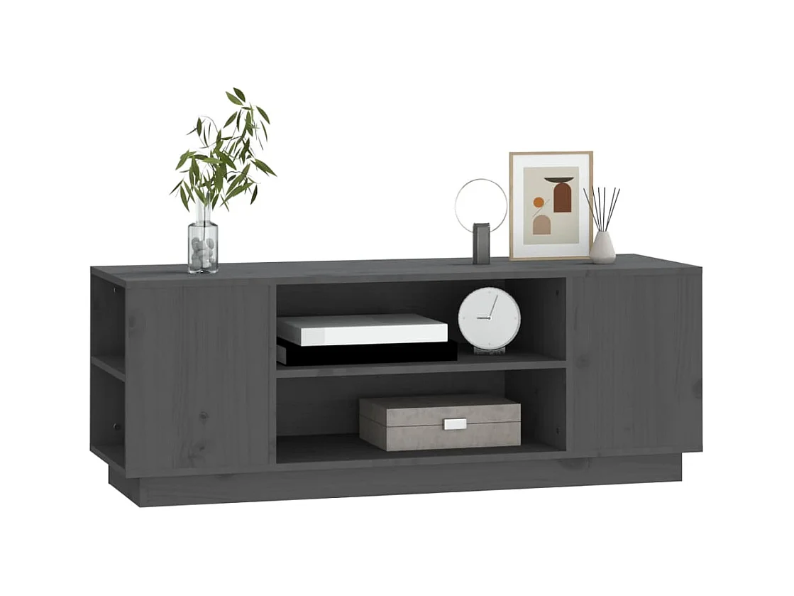 Hylindra  Meuble TV Gris 110x35x40,5 cm Bois de pin massif