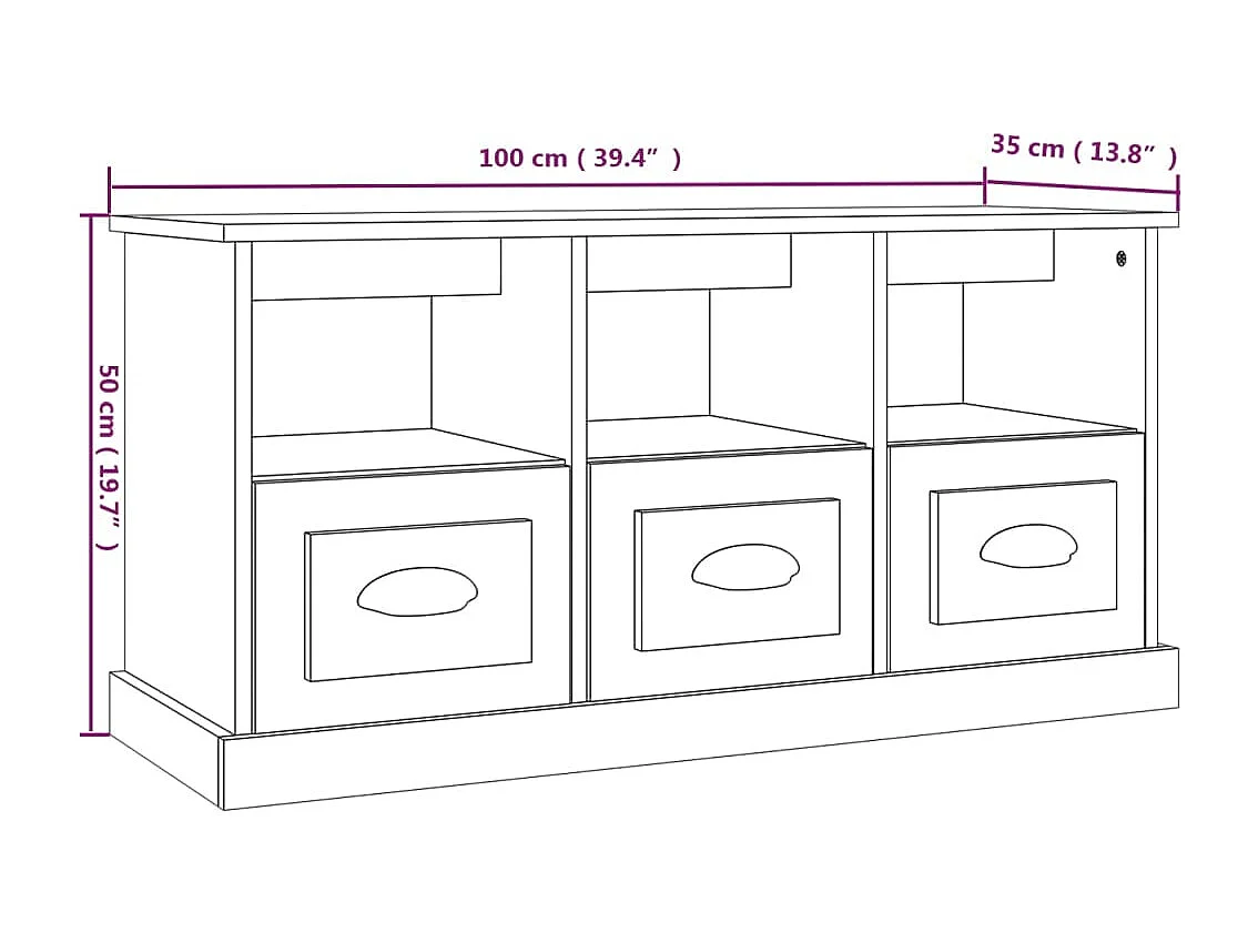 Galynra  Meuble TV chêne sonoma 100x35x50 cm bois d'ingénierie
