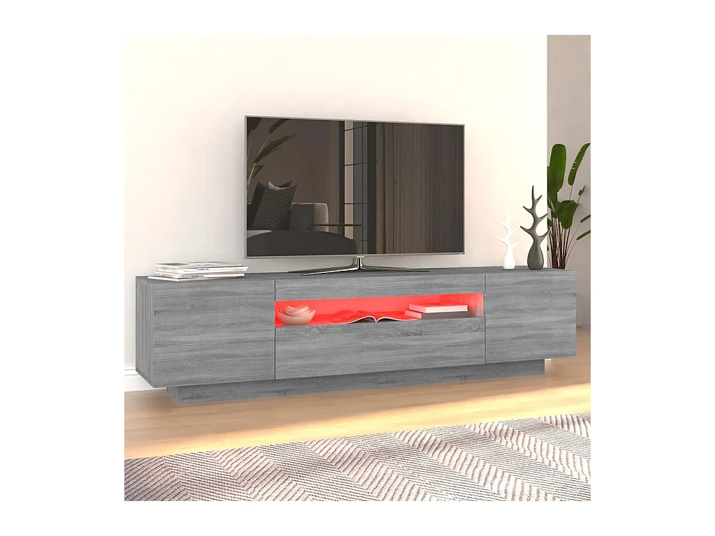 Crescent City  Meuble TV avec lumières LED Sonoma gris 160x35x40 cm