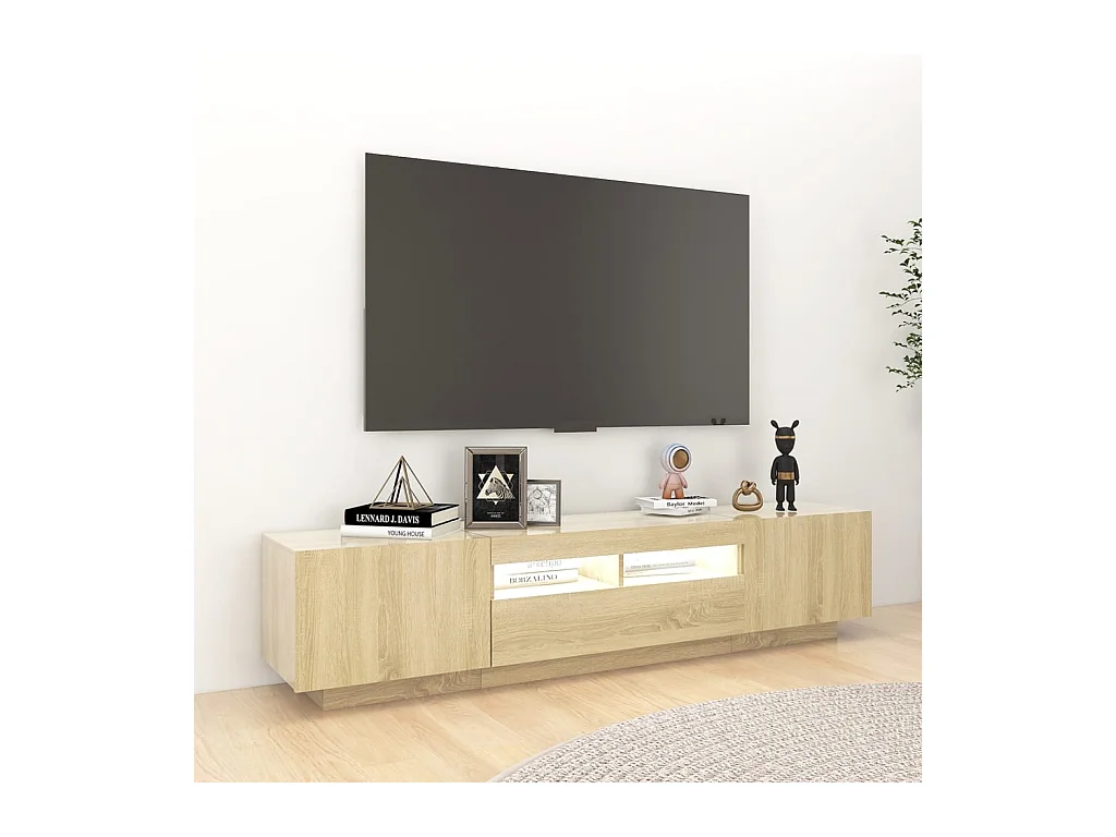 Wyandotte  Meuble TV avec lumières LED Chêne sonoma 180x35x40 cm