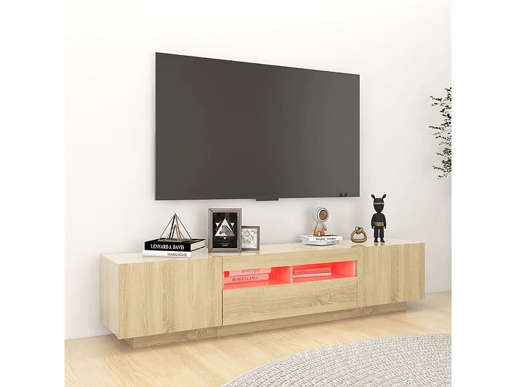 Wyandotte  Tv-meubel met LED-verlichting 180x35x40 cm sonoma eikenkleurig