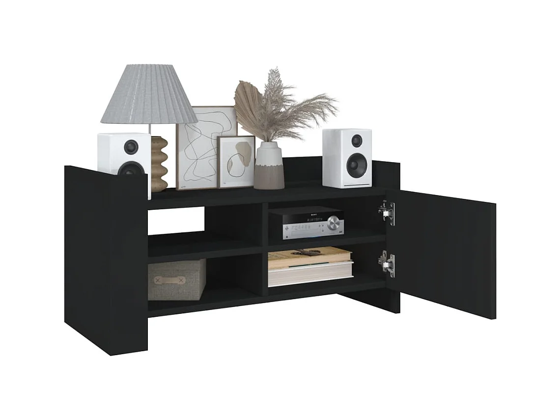 Nando  Mueble de TV madera de ingeniería negro 80x35x40 cm