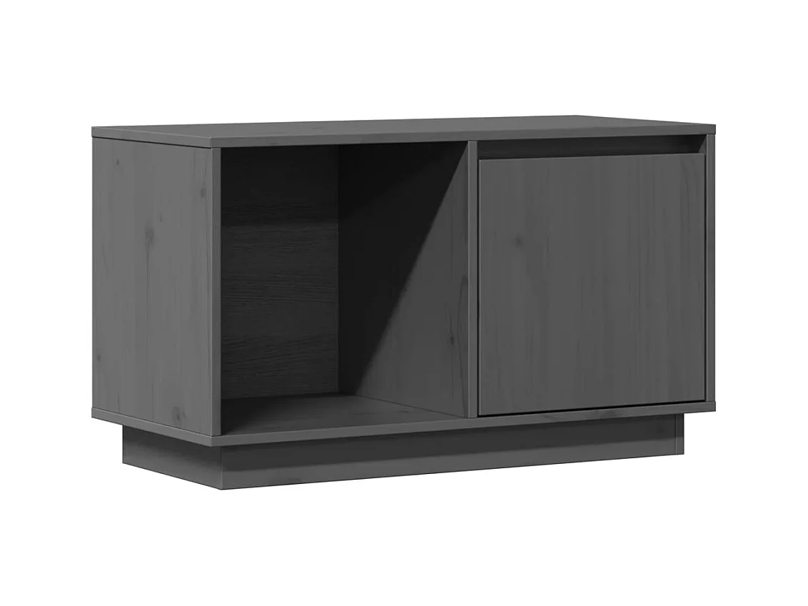 François-Paul  Meuble TV Gris 74x35x44 cm Bois de pin massif