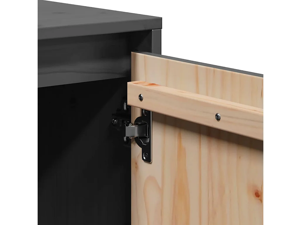 François-Paul  Meuble TV Gris 74x35x44 cm Bois de pin massif