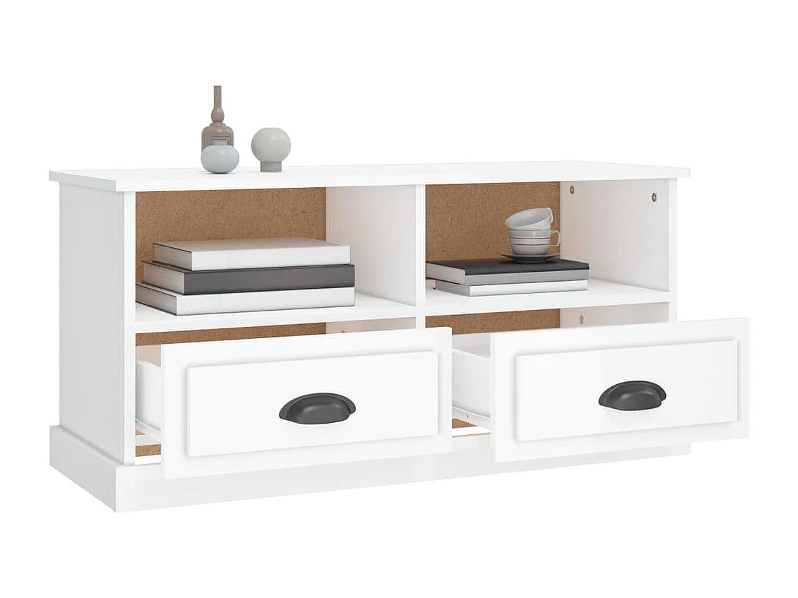 Vrelmi  Meuble TV blanc brillant 93x35,5x45 cm bois d'ingénierie