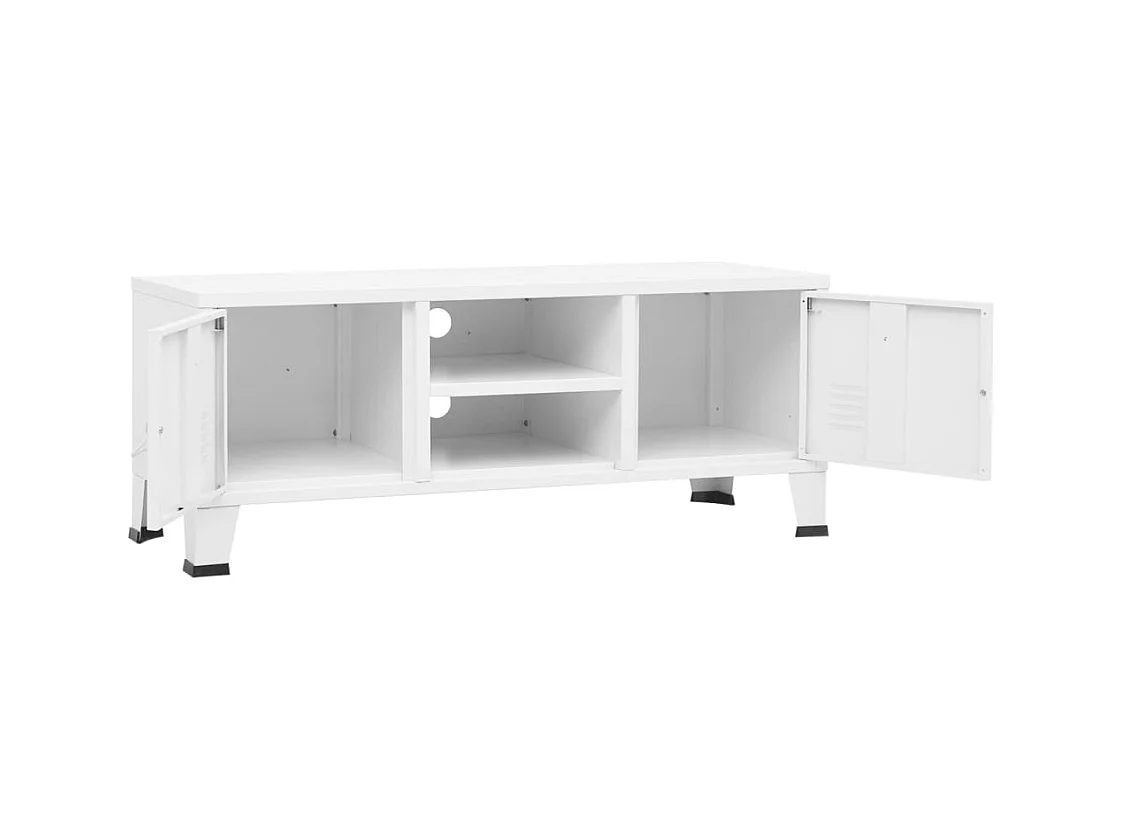 Timo  Meuble TV industriel Blanc 105x35x42 cm Métal