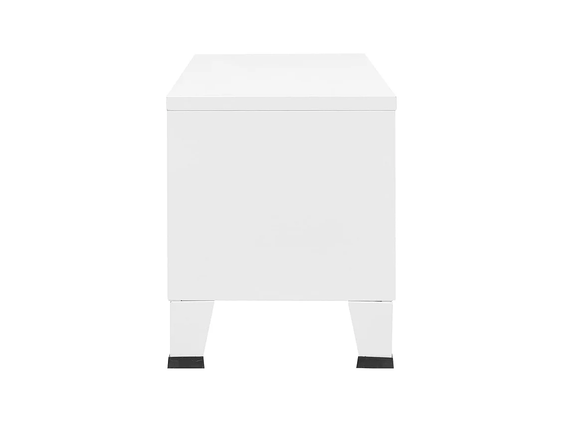 Timo  Meuble TV industriel Blanc 105x35x42 cm Métal
