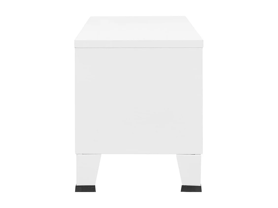 Timo  Meuble TV industriel Blanc 105x35x42 cm Métal