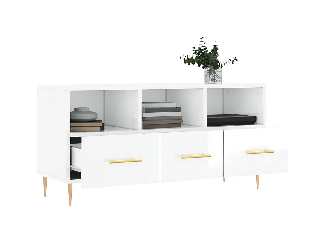 Bishopstown  Meuble TV Blanc brillant 102x36x50 cm Bois d'ingénierie