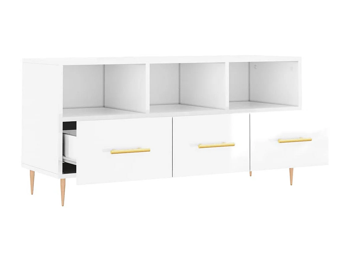 Bishopstown  Meuble TV Blanc brillant 102x36x50 cm Bois d'ingénierie