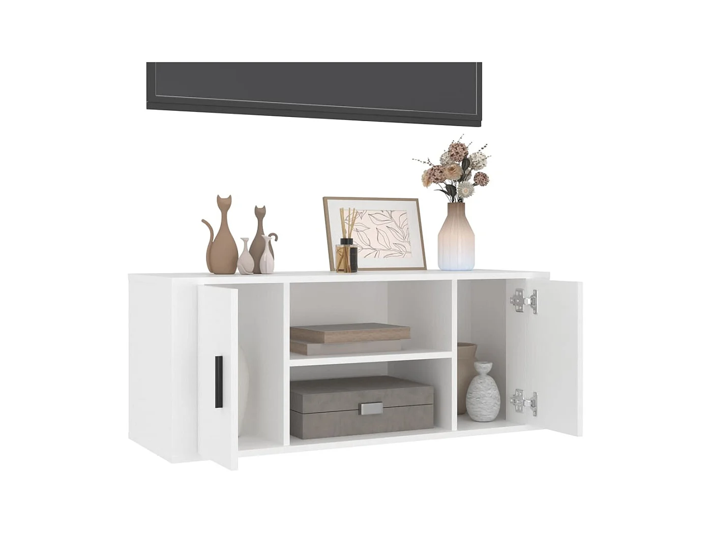 Åse Kristine  Mueble para TV madera contrachapada blanco 100x35x40 cm