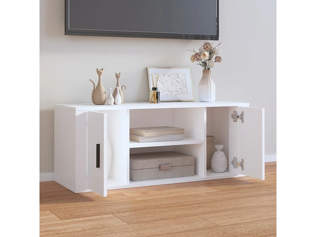 Åse Kristine  Meuble TV Blanc 100x35x40 cm Bois d'ingénierie