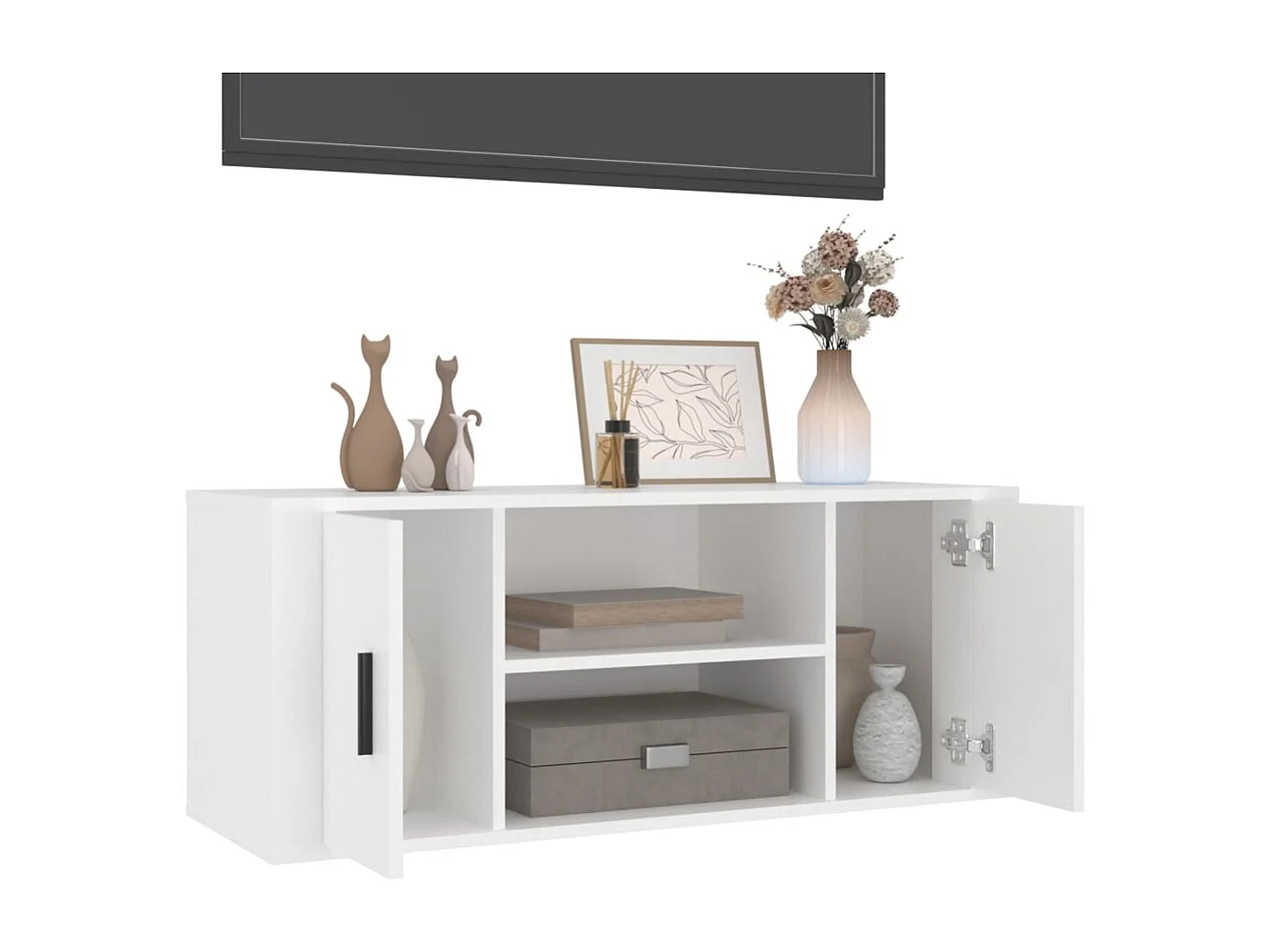 Åse Kristine  Meuble TV Blanc 100x35x40 cm Bois d'ingénierie