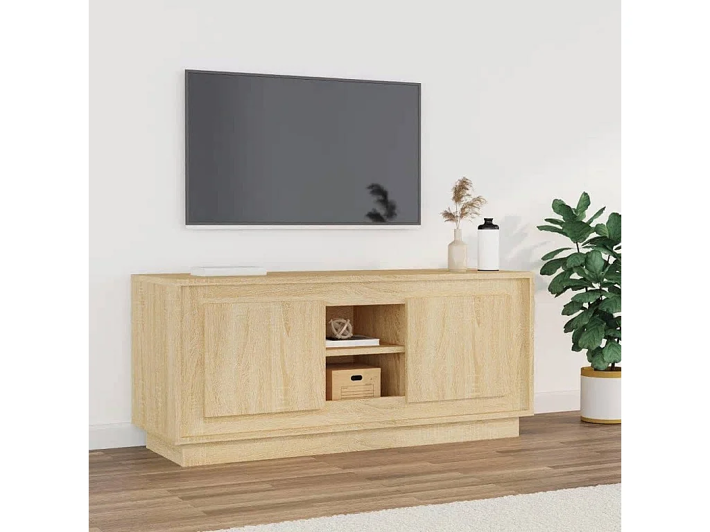 Kedron  Meuble TV chêne sonoma 102x35x45 cm bois d'ingénierie