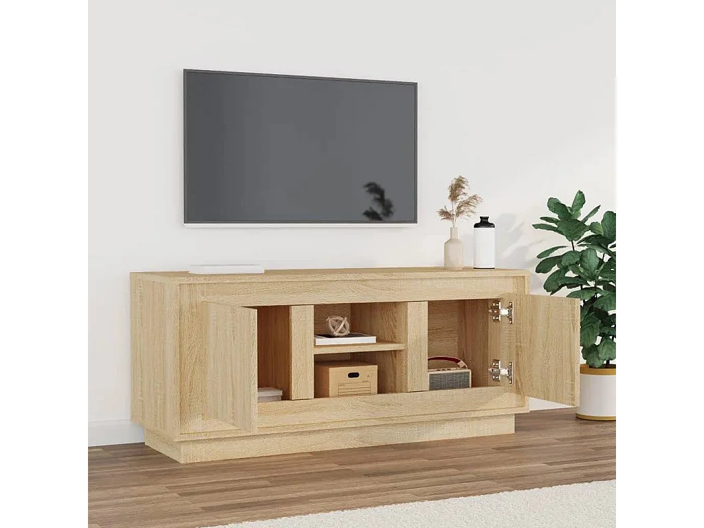 Kedron  Mueble de TV madera contrachapada roble Sonoma 102x35x45 cm