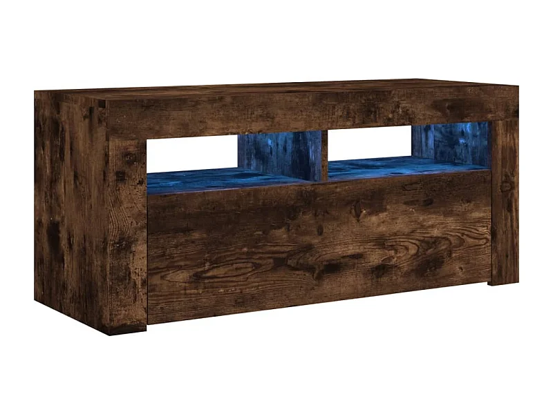 Kristineberg  Mueble de TV con luces LED roble ahumado 90x35x40 cm