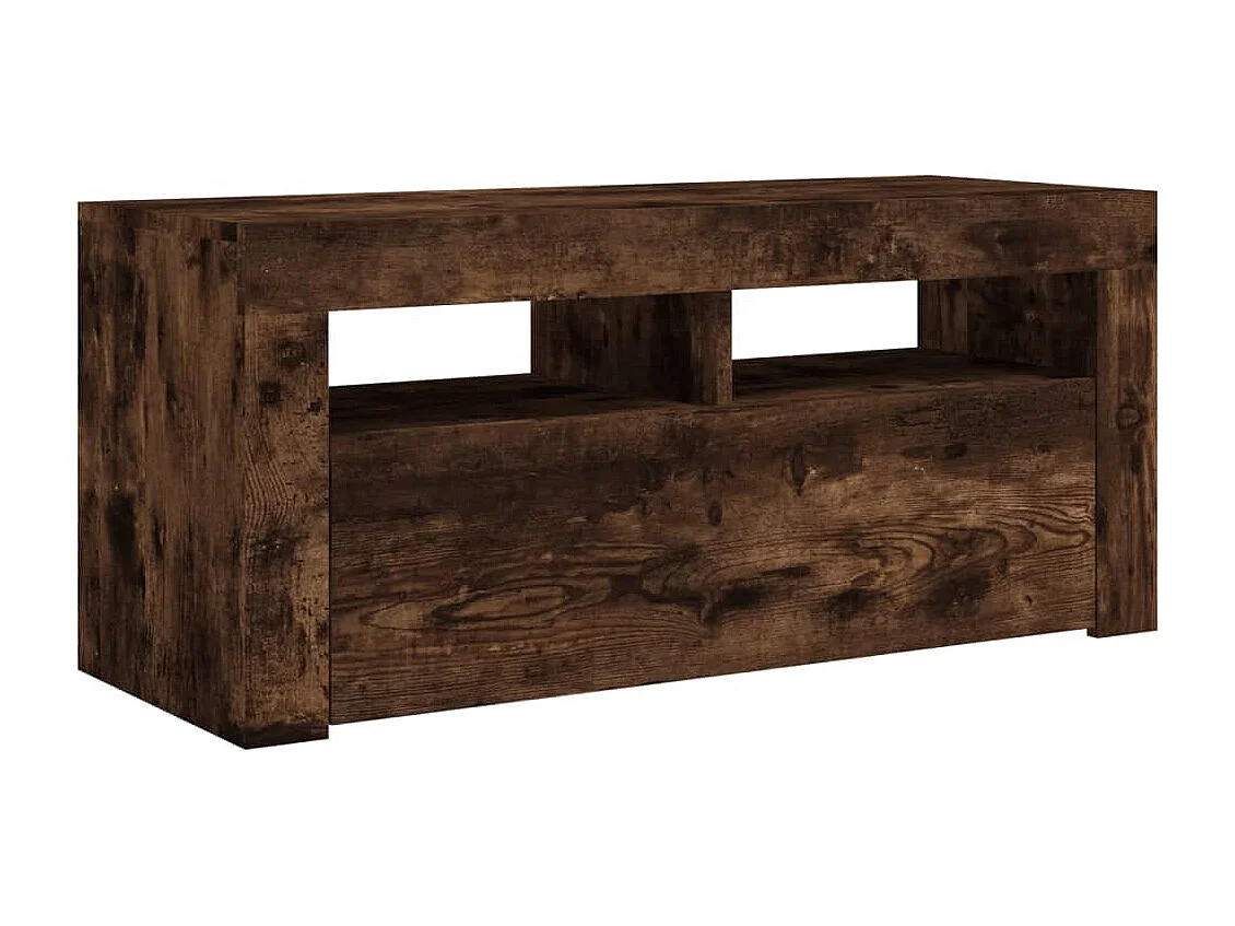Kristineberg  Meuble TV avec lumières LED Chêne fumé 90x35x40 cm
